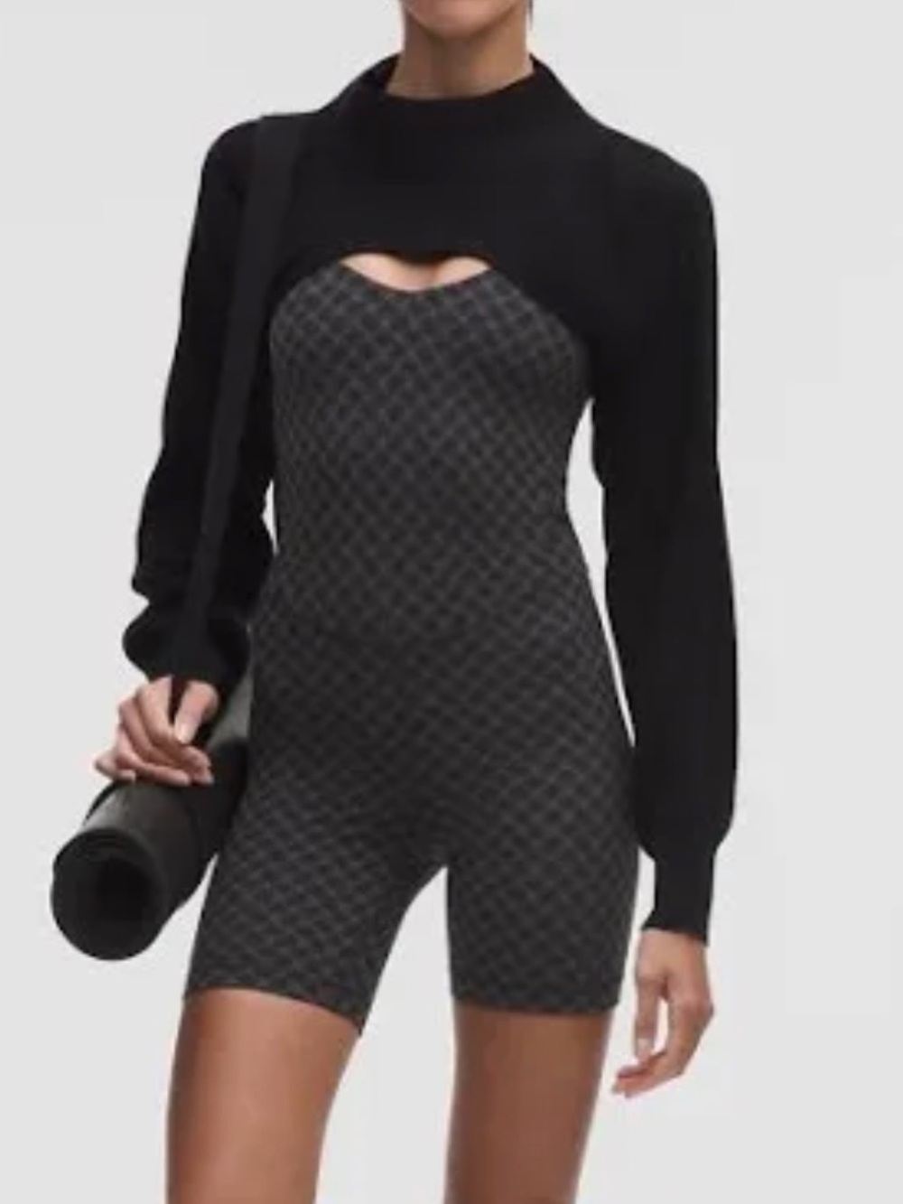 lululemon athletica Cropped Hi-Low Mock-Neck Layered Top in Black - XL
